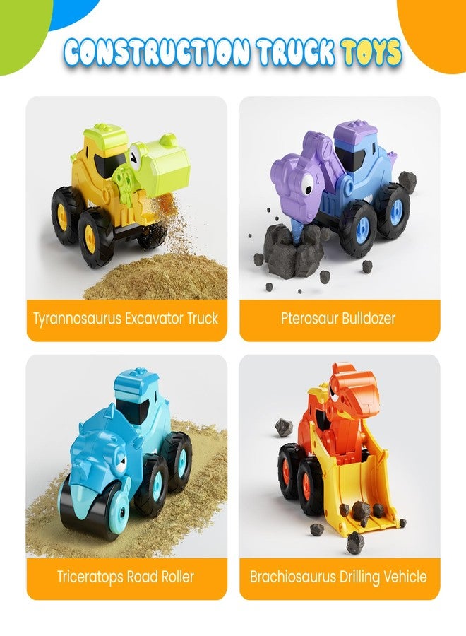 Dimoarch Construction Toys for 2 3 4 5 Year Old Boy Kids Toddlers, Press and Go Dino Truck Construction Vehicle Toys Sandbox Excavator Toys Valentines Day Boy Birthday Gifts - Image 2